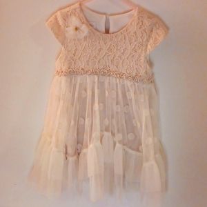 Absolutely Gorgeous Girls cream colored tulle & lace baby doll shirt.